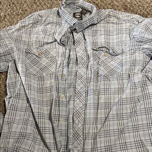 Timberland Light Blue Plaid Button-Down Men's Shirt XL